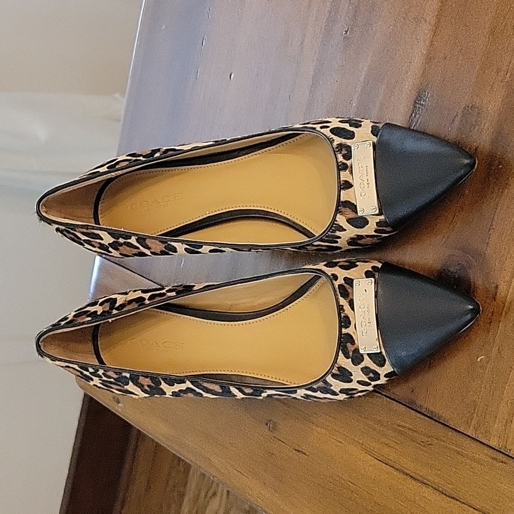 Coach Size 7 Leopard Calf Hair Heels